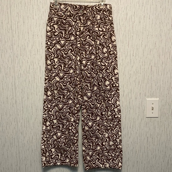 BDG Swirl Pattern Pants in Brown and White High & Wide Corduroy Pant Size 27 - Picture 1 of 10